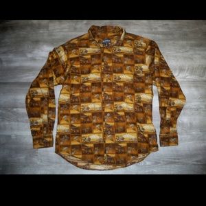 Vtg Woolrich Men's All Over Boxes Print Shirt M